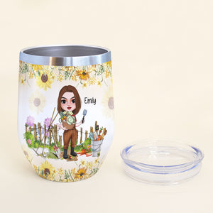 When Life Became Too Frenzied She Came To Her Garden, Personalized Gardening Wine Tumbler, Gift For Her - Wine Tumbler - GoDuckee