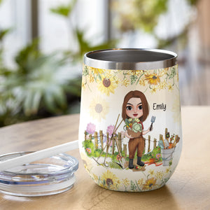 When Life Became Too Frenzied She Came To Her Garden, Personalized Gardening Wine Tumbler, Gift For Her - Wine Tumbler - GoDuckee