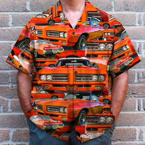 Custom Muscle Car Photo Hawaiian Shirt, Seamless Car Pattern, Summer Gift - Hawaiian Shirts - GoDuckee