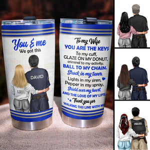 Personalized Police Couple Tumbler Cup - You & Me We Got This - Valentine Gifts - Couple Shoulder to Shoulder - Tumbler Cup - GoDuckee