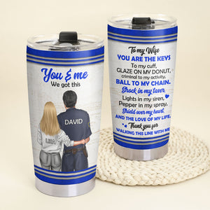 Personalized Police Couple Tumbler Cup - You & Me We Got This - Valentine Gifts - Couple Shoulder to Shoulder - Tumbler Cup - GoDuckee
