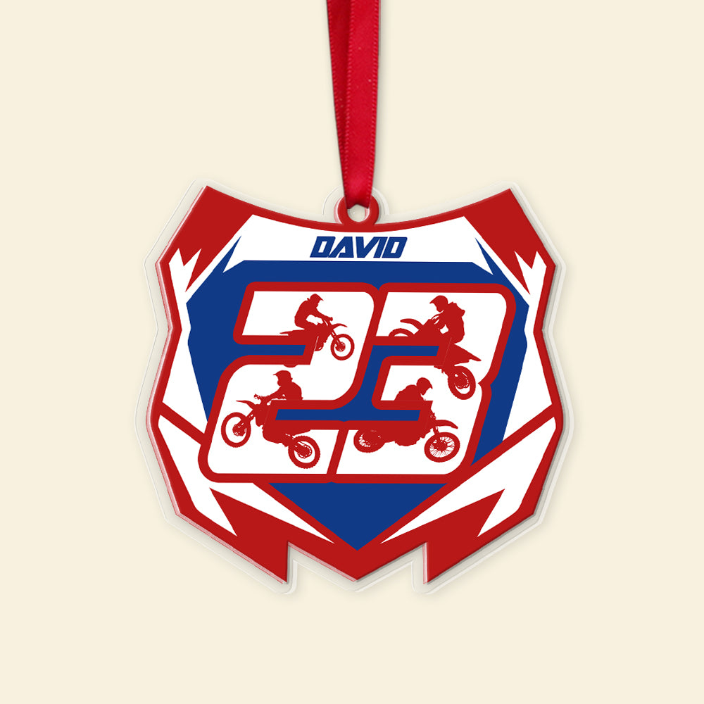 Personalized Motocross Plate Ornament, Christmas Gift For Motocross Lovers - Ornament - GoDuckee