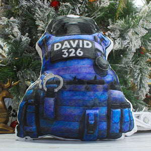 Police Bulletproof Vest with Service Cap - Personalized Pillow - Gift for Police - Pillow - GoDuckee
