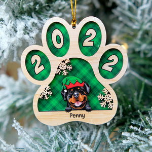 Dog Paw Personalized Wood Ornament, Christmas Tree Decor For Dog Lovers - Ornament - GoDuckee