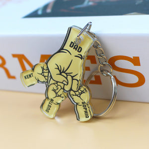 Dad and Kids Fist Bump, Personalized Keychain, Father's Day Gifts for Dads - Keychains - GoDuckee
