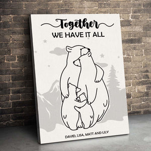 Bear Family Line Art, Family Hug Canvas Poster - Poster & Canvas - GoDuckee