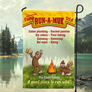 Personalized Camping Gifts For Bigfoot Family, A Good Place To Run Wild - Custom Flag - Flag - GoDuckee