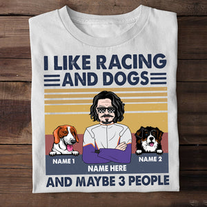 Personalized Gift Ideas For Dog Dad, Dog Lover, Racing And Dogs Make Me Happy Humans Make My Head Hurt Custom Shirts - Shirts - GoDuckee
