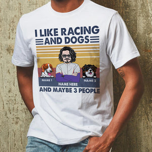 Personalized Gift Ideas For Dog Dad, Dog Lover, Racing And Dogs Make Me Happy Humans Make My Head Hurt Custom Shirts - Shirts - GoDuckee
