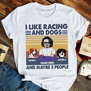 Personalized Gift Ideas For Dog Dad, Dog Lover, Racing And Dogs Make Me Happy Humans Make My Head Hurt Custom Shirts - Shirts - GoDuckee