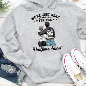 For Football Fan - We're Just Here For The Halftime Show Personalized Football Couple Shirt - Shirts - GoDuckee