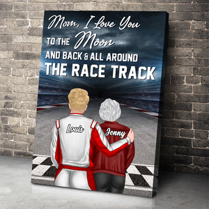 Personalized Dirt Track Racing Family Canvas Print - Mom I Love You To The Moon And Back - Gifts For Family Members - Poster & Canvas - GoDuckee