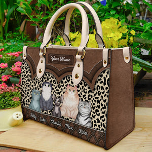 Personalized Cat Leather Bag, Gift For Cat Lovers - Leather Bag - GoDuckee