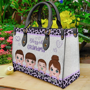 Personalized Grandma Leather Bag, Gift For Family - Leather Bag - GoDuckee