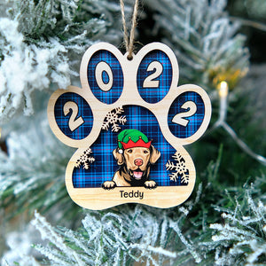 Dog Paw Personalized Wood Ornament, Christmas Tree Decor For Dog Lovers - Ornament - GoDuckee