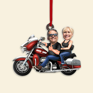 Custom Biker Couple Photo Ornament, Christmas Tree Decor - Ornament - GoDuckee