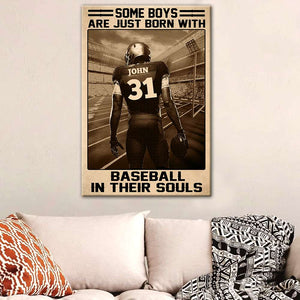 American Football Some Boys Are Just Born With Football In Their Souls Custom Canvas - Poster & Canvas - GoDuckee