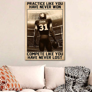 Personalized Vintage American Football Poster - Practice Like You've Never Won Custom Name, Number - Poster & Canvas - GoDuckee