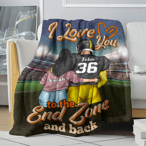 Personalized American Football Couple Blanket - Love You To The End Zone and Back - Blanket - GoDuckee