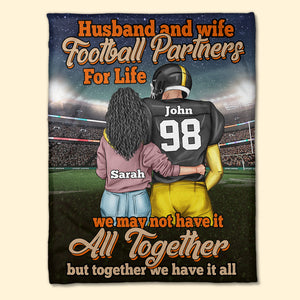 Personalized American Football Couple Blanket - Husband And Wife Football Partners For Life - Blanket - GoDuckee