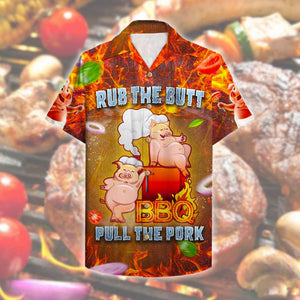 Grilling Rub The Butt Pull The Pork Hawaiian Shirt, Aloha Shirt - Hawaiian Shirts - GoDuckee