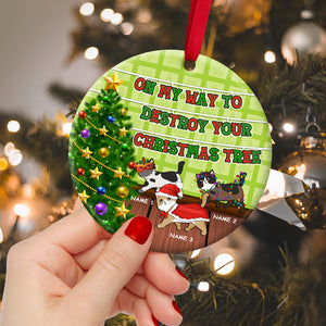Cat On My Way To Destroy Your Christmas Tree Personalized Ornament - Ornament - GoDuckee