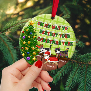 Cat On My Way To Destroy Your Christmas Tree Personalized Ornament - Ornament - GoDuckee