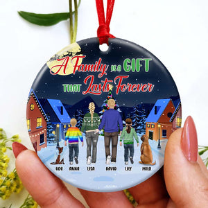 A Family Is A Gift That Lasts Forever Personalized Christmas Family Ornament, Gift For Family - Ornament - GoDuckee