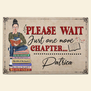 Custom Book Titles - Personalized Reading Girl Doormat - Please Wait Just One More Chapter - Doormat - GoDuckee