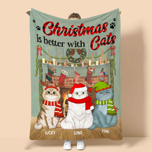 Personalized Cat Breeds Blanket - Christmas Is Better With Cats - Blanket - GoDuckee