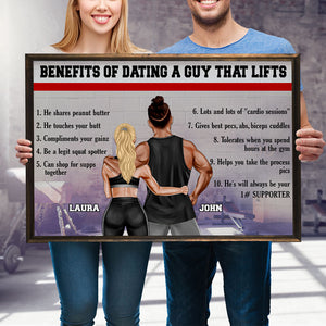 Personalized Gym Couple Poster - Benefits Of Dating A Girl/Guy That Lifts - Poster & Canvas - GoDuckee
