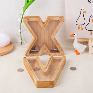 Personalized Wooden Letter Piggy Bank - Gifts for Kids - Wood Sign - GoDuckee