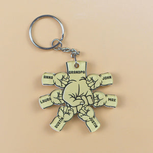 Dad and Kids Fist Bump, Personalized Keychain, Father's Day Gifts for Dads - Keychains - GoDuckee