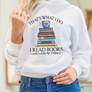 Custom Book Titles Shirts - That’s What I Do I Read - Tea Cup & Stack Of Books BOOK2104 - Shirts - GoDuckee