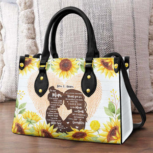 Mom I Love You My Eternal Sunshine, Personalized Mom Daughter Sunflower Leather Bag - Leather Bag - GoDuckee