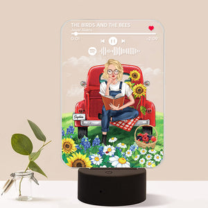 Personalized Country Life Book Lover Led Night Light - Reading Girl In Flower Garden - Led Night Light - GoDuckee