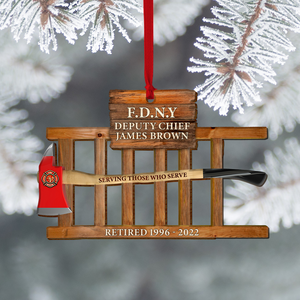 Retired Firefighter Serving Those Who Serve, Personalized Wood Ornament, Retirement Gift - Ornament - GoDuckee