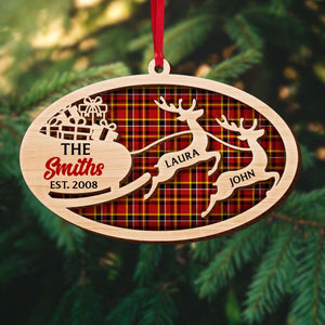 Family Reindeer Personalized Layer Wood Ornament - Ornament - GoDuckee