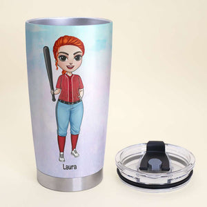 Personalized Baseball Mom Tumbler - Pre Game Ritual - Female Baseball Front View - Tumbler Cup - GoDuckee