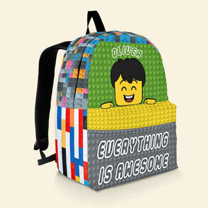 Everything Is Awesome, Personalized Lego Backpack, Back-to-school Gift for Kids - Backpack - GoDuckee