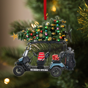 Golf Cart Family, Personalized Acrylic Ornament - Ornament - GoDuckee