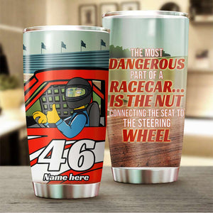 Simpsonalized Stock Car Racing Tumbler - The Most Dangerous Part Of A Car Is The Nut - Tumbler Cup - GoDuckee