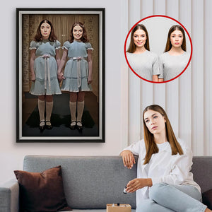 Custom Sister Face Poster, The Shining, Sisters Holding Hands - Poster & Canvas - GoDuckee