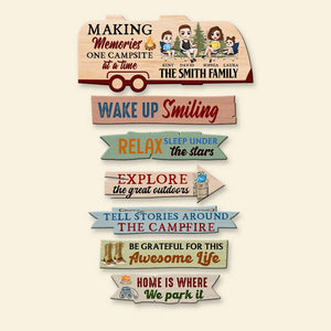Family Making Memories One Campsite At A Time, Personalized Camping Pallet Wood Sign, Gift for Family - Wood Sign - GoDuckee