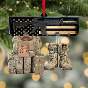 Bulletproof Vest And Boots, Personalized Acrylic Ornament, Military Christmas Decor - Ornament - GoDuckee