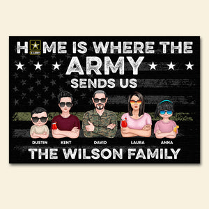 Veteran Home Is Where The Army Sends Us, Personalized Door Mat, Military Gifts - Doormat - GoDuckee