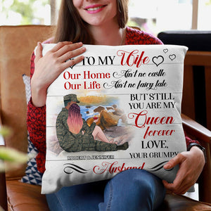 Personalized Veteran Coulpe Pillow - To My Wife You're My Queen Forever - Pillow - GoDuckee