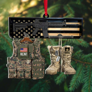 Bulletproof Vest And Boots, Personalized Acrylic Ornament, Military Christmas Decor - Ornament - GoDuckee