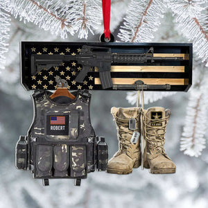 Bulletproof Vest And Boots, Personalized Acrylic Ornament, Military Christmas Decor - Ornament - GoDuckee