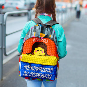 Everything Is Awesome, Personalized Lego Backpack, Back-to-school Gift for Kids - Backpack - GoDuckee